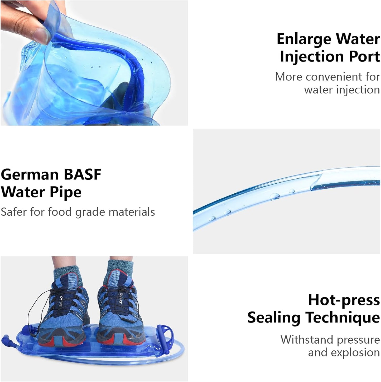 JEELAD TPU Hydration Bladder Water Bladder Ultra-Durable Water Storage Bladder for Hydration Backpacks Outdoor Hiking Running Cycling Camping Climbing