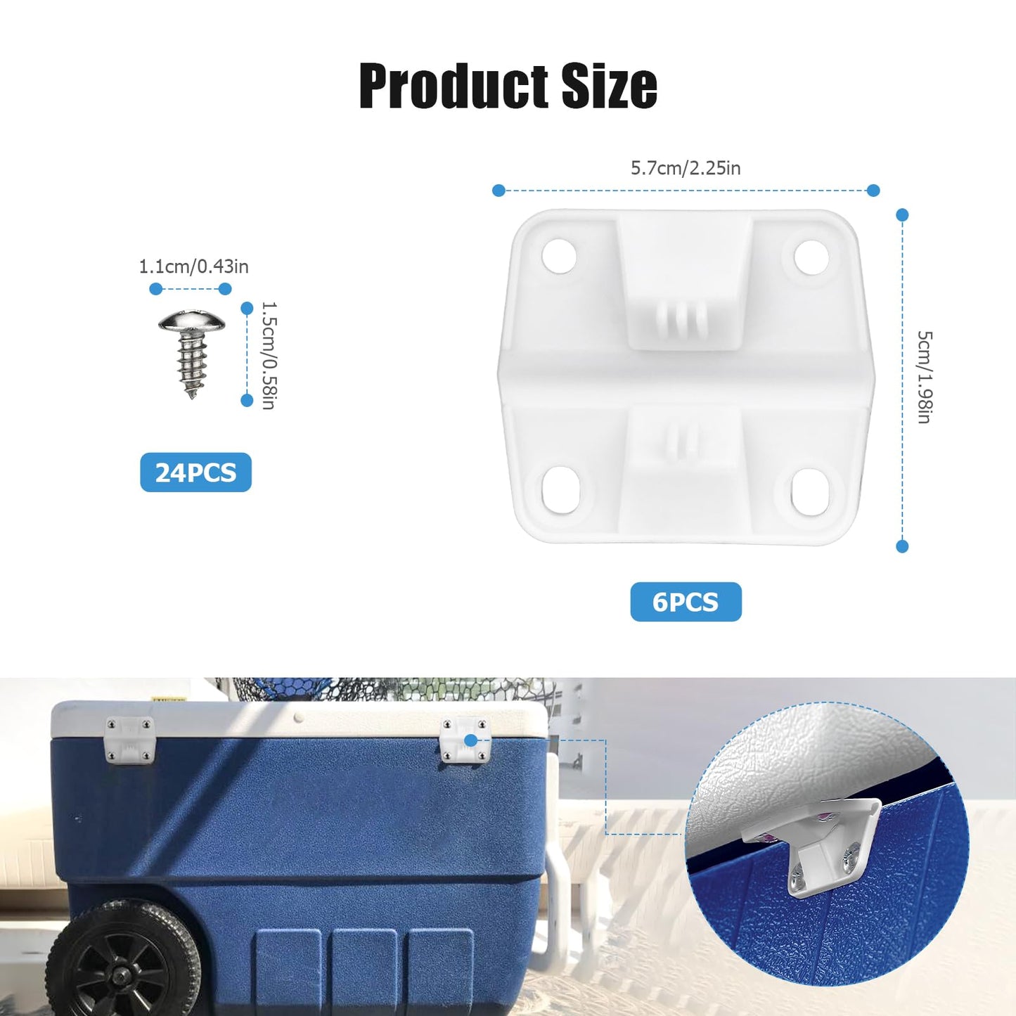 Ancable Cooler Hinges - Upgraded 6-Pack Replacement Plastic Hinges with 24Pcs Screws for Coleman Coolers