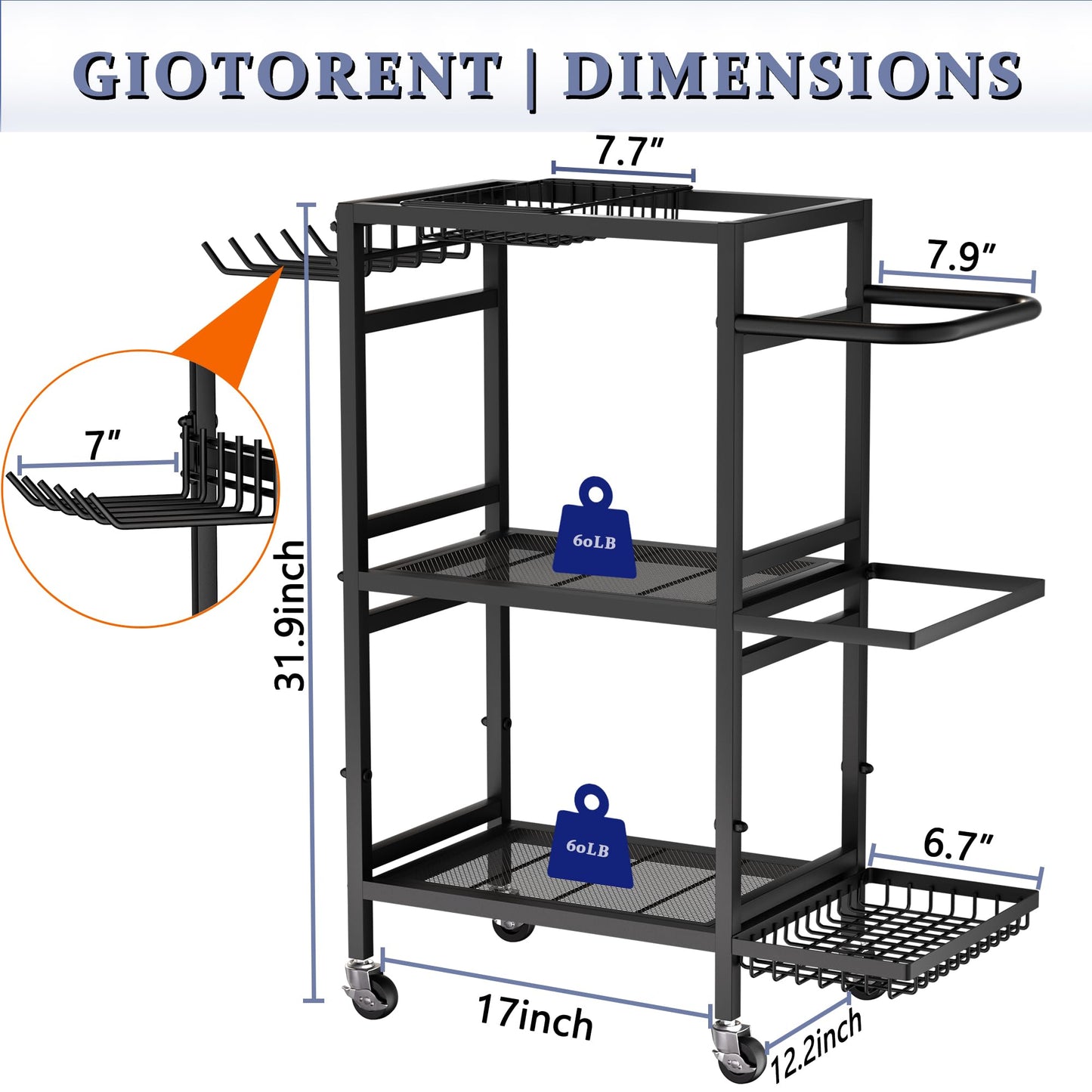 Home Gym Storage Rack, 3 Tier Yoga Mat Storage Rack with Wheel for Yoga Lover, Exercise Equipment and Workout Equipment Organizer, Yoga Mat Holder for Yoga Mats, Foam Roller and Dumbbells(Black)