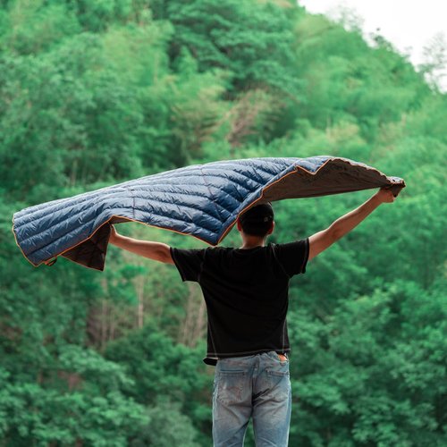 ZOOOBELIVES Ultralight Down Camping Blanket - 1.35lbs, 650 Fill Power Puffy Quilt. Compact & Warm Comforter for Travel, Beach, Hammock, Backpacking - Elevate Your Outdoor Comfort - AlpliveR300
