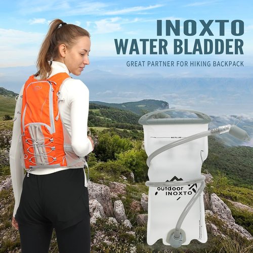 INOXTO 1.5L/2L Hydration Bladder, Water Bladder with Water Reservoir Hose Insulator & High Flow Bite Valve for Hiking Backpack, Leak Proof 1.5/2L Water Reservoir for Camping Cycling Running (1.5L)