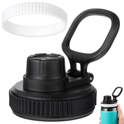 Hydro Flask Wide Mouth Lids - Chug Lid Replacement Sport Cap for 16, 20, 24, 32, 40 OZ (Black+White)