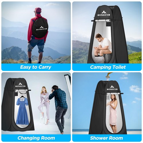 PANKAY Portable Toilet with Pop up Privacy Tent, X Large Camping Toilet Portable Potty for Adults, Outdoor Shower Tent Changing Room, Instant Pop Up, Washable Foldable Camp Toilet Kit with Carry Bag