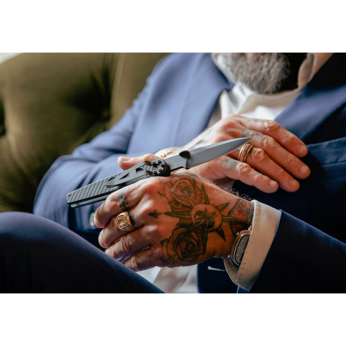 Extrema Ratio - LKU01 (Urban Dark), Böhler N690 Steel Blade 58 HRC, Black Burnished Finish, Smooth Aluminum Handle, Compact Design, Italian Craftsmanship