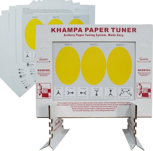 DIY Paper Tuning Archery Kit with 12 Paper Sheets- Portable & Reusable Archery Paper Tuner w/Stand for Hunting Seasons Hunter Accessaries
