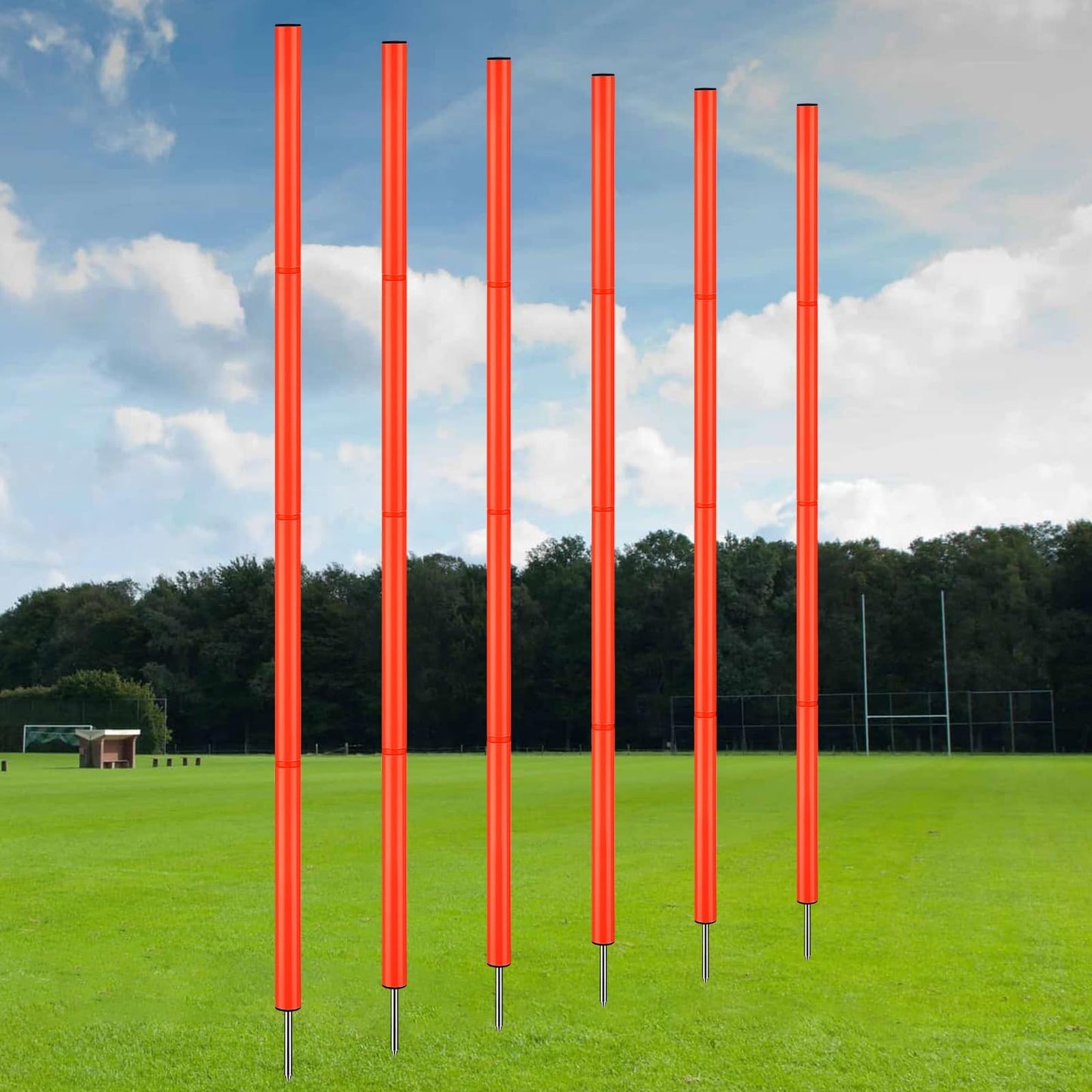 TOBWOLF 6PCS 6FT Adjustable Soccer Agility Training Poles, Slalom Training Agility Pole Set, Detachable Sports Training Speed Sticks, Outdoor Speed & Agility Turf Training Poles for Soccer Drills
