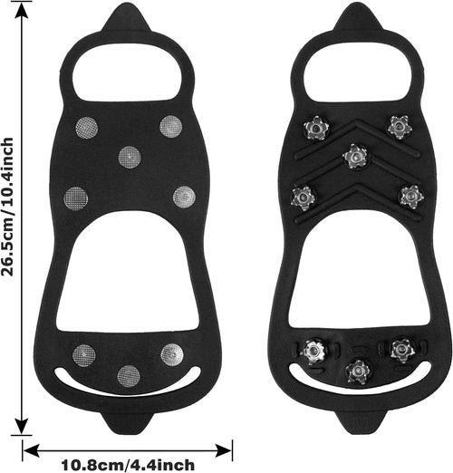 WBCBEC 2 Pairs Non Slip Gripper Spike Ice Traction Cleats Walk Traction Cleat Ice Snow Grips for Shoes, Boot with 8 Steel Studs Crampons
