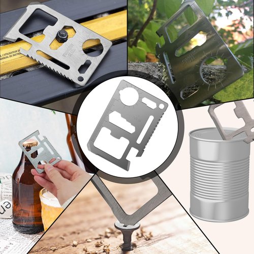 Weenkilly 11-in-1 Credit Card Multitool For Men, 10 Pack Survival Pocket Tools, Thickened Stainless Steel Bottle Opener, Credit Card Wallet Tool, Double Row Sawtooth Pocket Tool