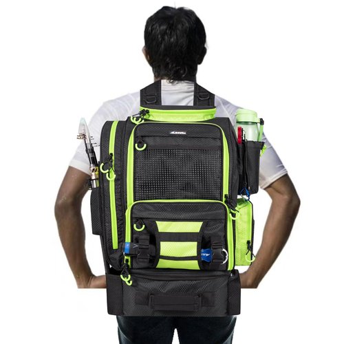 BLISSWILL Large Fishing Backpack with Cooler for 3 Tackle Boxes - Fishing Bag with Rod Holders for Camping and Hiking