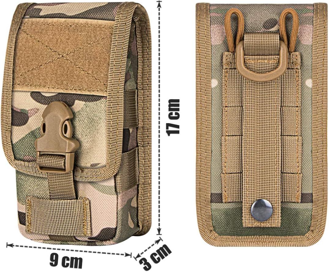 IronSeals Tactical Phone Pouch Compact Molle Belt Waist Pack for iPhone 15 Pro Max/15 Plus/15 Pro/14 Pro Max/14 Plus/13 Pro Max/13 Pro/13/12 Pro Max, Size L
