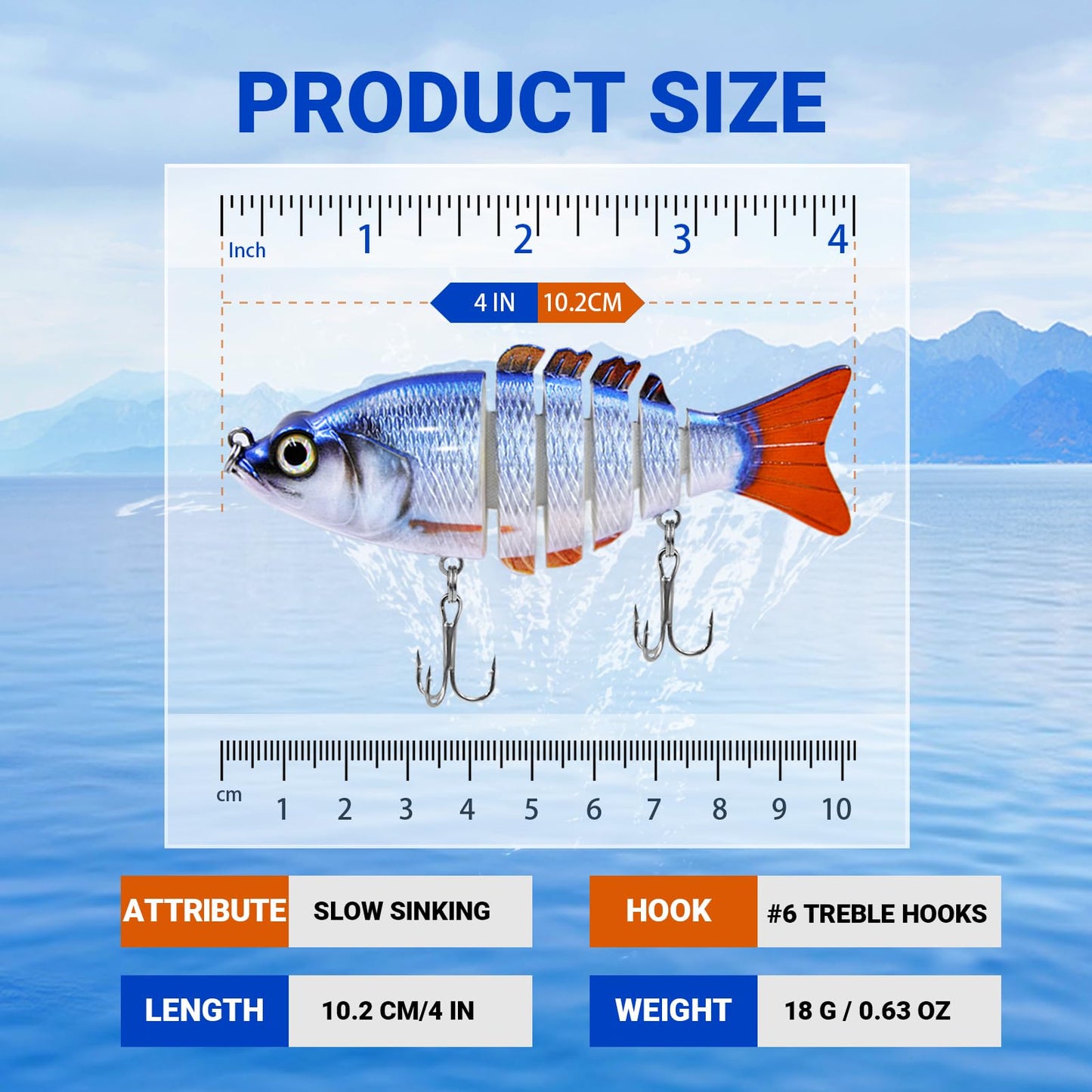 SHINETAO 3 Pcs Multi Jointed Swimbait for Bass & Other Freshwater & Saltwater Species - Slow Sinking Lure with Tackle Box - Must-Have Gear for Fishing Enthusiasts