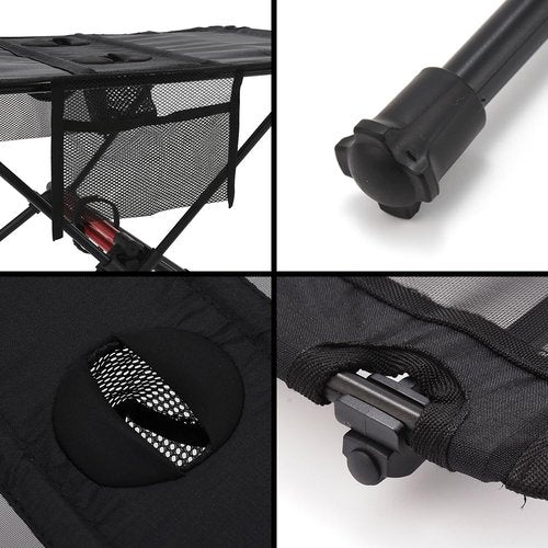 Blueshyhall Camping Table Folding, Small Beach Table Foldable with Drink Holder & Mesh Storage, Compact Camp Tent Side Table for Sand/Picnic/Tailgate/Boat/Travel