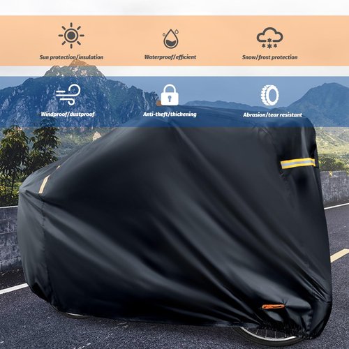 Bike Cover Outdoor Storage Waterproof Bicycle Cover Rain Sun UV Snow Dust Wind with Lock Hole for Mountain Road Electric Bike Ebike Accessories (Black,26inch)