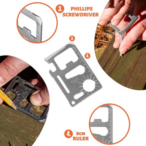 Tactiko Survival Siren and Multitool - Emergency Whistle & 10-in-1 Stainless Steel Pocket Tool with Carry Pouch - Essential Survival Gear Bundle for Camping, Hiking, and Outdoors - U.S. Company