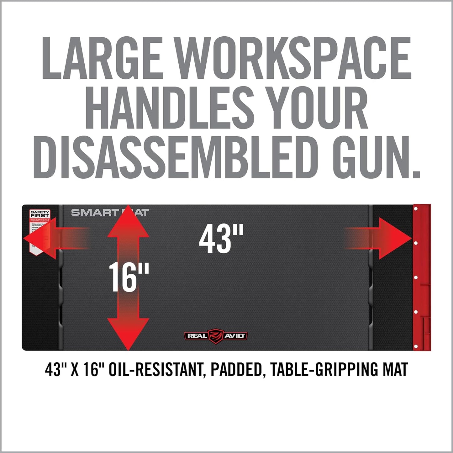 Real Avid Smart Mat Options - Choose 47.25”x19.5” XXL Mat or 43"x16" Universal Smart Gun Mat - Gun Oil Resistant, Non-Slip, Padded Rifle Cleaning Mat
