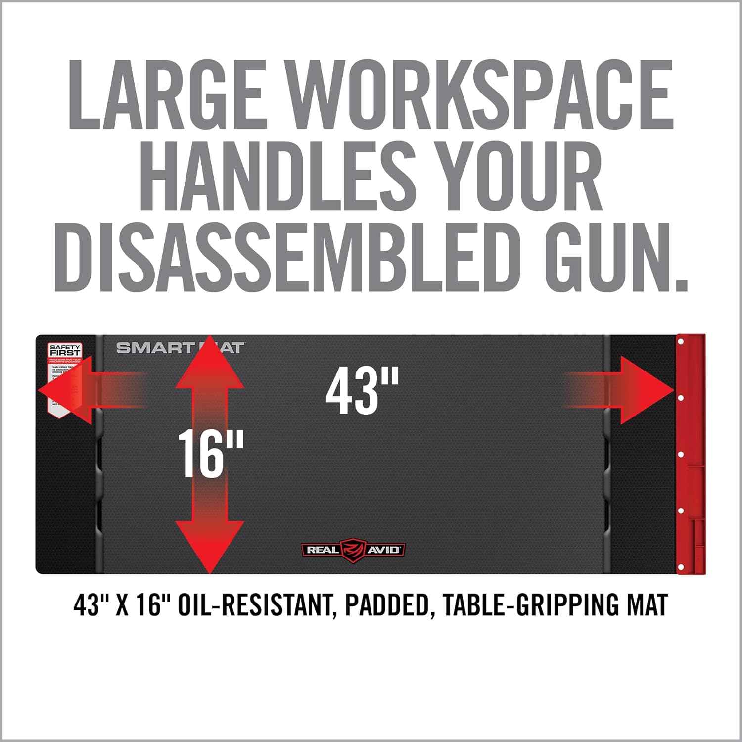 Real Avid Smart Gun Cleaning Mat - XXL 47.25”x19.5” or Universal 43"x16" - Non-Slip, Oil Resistant