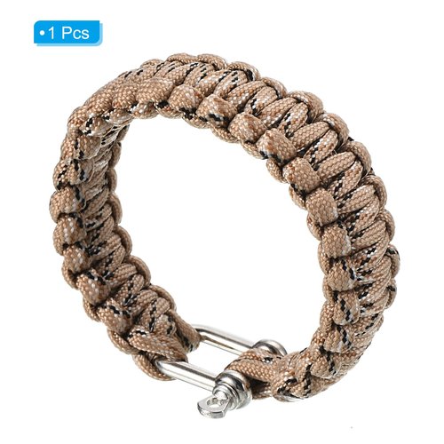 PATIKIL Survival Paracord Wristband, Braided Wristbands Party Favors Camping Gifts Outdoor Wraps for Men, Khaki