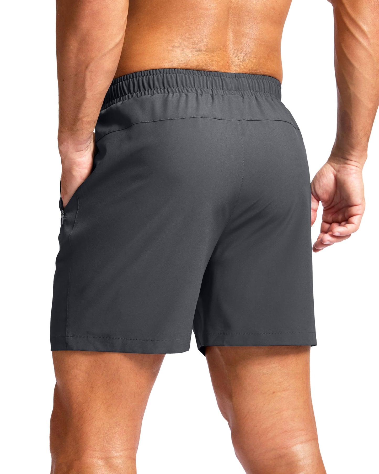 G Gradual Men's Athletic Running Shorts with Zipper Pockets Quick Dry 7"/ 5"/ 9" Workout Gym Shorts for Basketball Hiking(Dark Grey,5S)