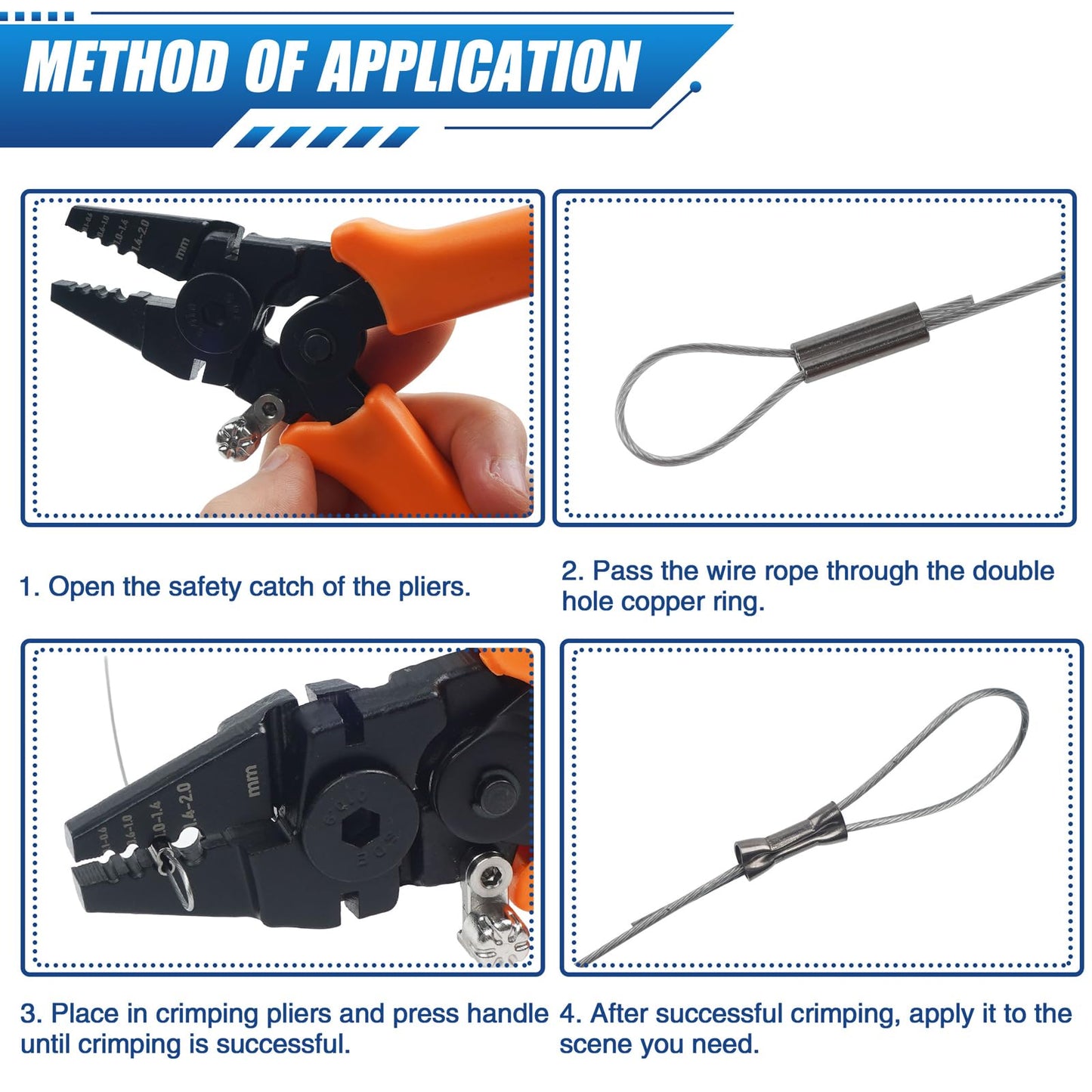Fishing Crimping Tool Kit, Fishing Crimping Pliers with 160pcs Crimp Sleeves Kit Wire Rope Leader Crimper Tool 6.8 inch Crimpers Pliers Wire Cutter Copper Loop Sleeves