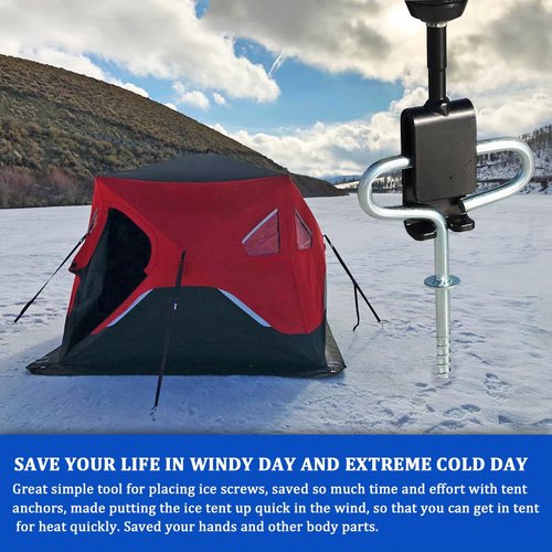 Huntury Ice Anchor Power Drill Adapter for Ice Fishing Shelter, Ice Anchor Adapter for Ice Tent, Ice Fishing Accessories, Ice Shelter Accessories