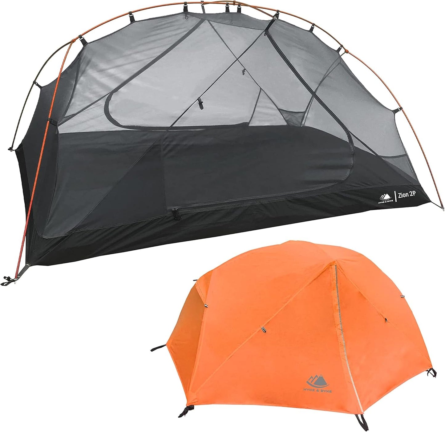 Hyke & Byke Zion Hiking & Backpacking Tent - 3 Season Ultralight, Waterproof Tent for Camping w/Rain Fly and Footprint - 1 Person - Orange