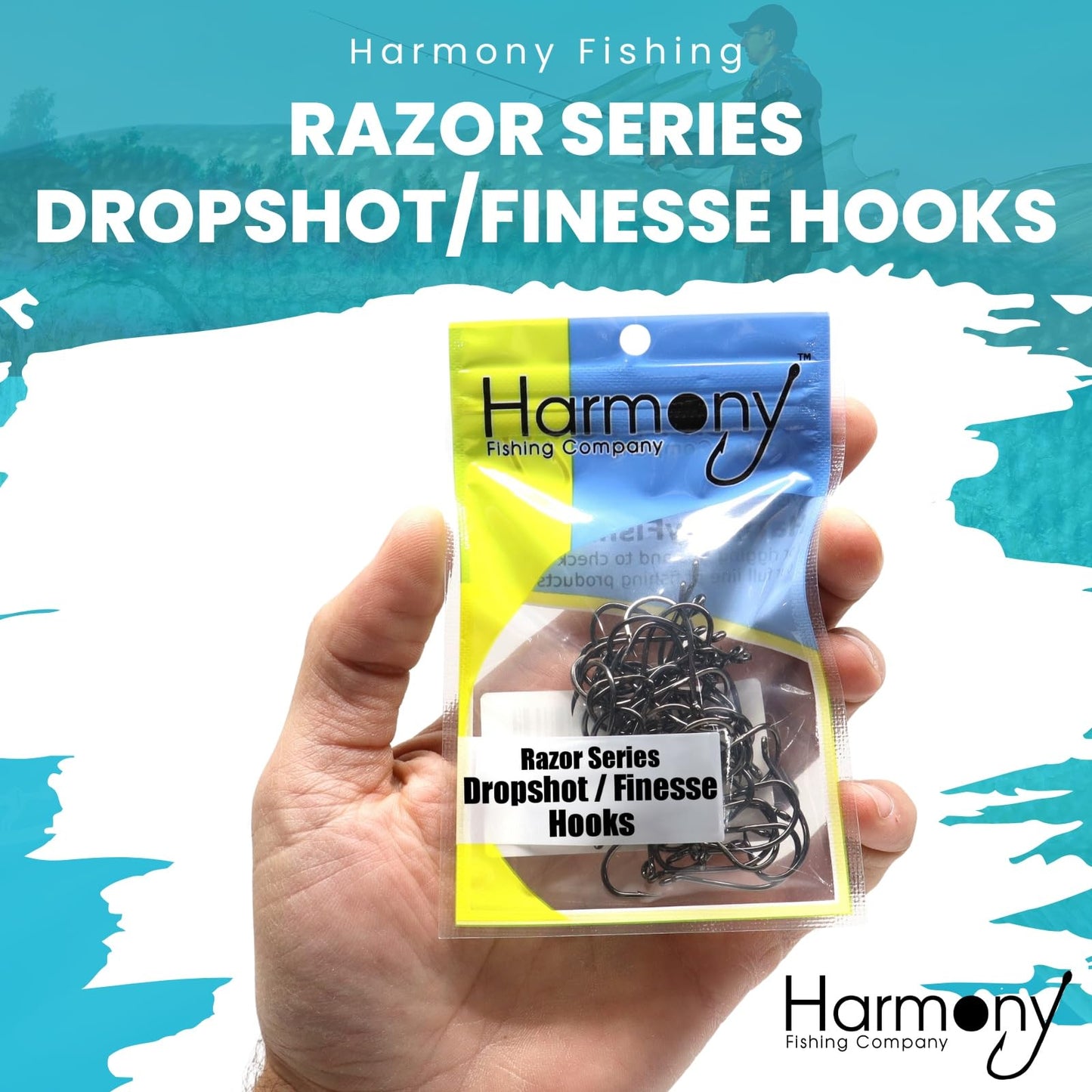 Harmony Fishing - Razor Series Finesse Dropshot Fishing Hooks (Size 1/0 (50 Pack))