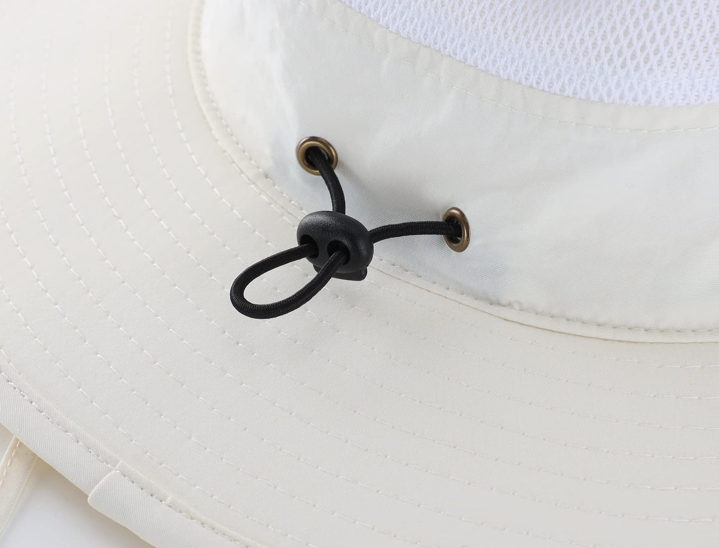 Home Prefer Men's Sun Hat UPF 50+ Wide Brim Bucket Hat Windproof Fishing Hats (Ivory)