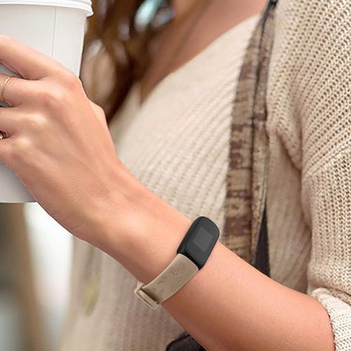 Meliya Compatible with Fitbit Inspire 3 Bands for Women Men, Floral Engraved Silicone Straps Replacement Wristband for Fitbit Inspire 3 Fitness Tracker (Smoke Violet+Milk Tea+Starlight)
