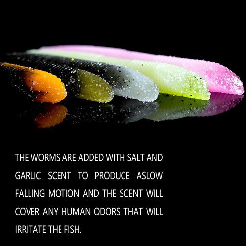 Senko Worms for Bass Fishing, 4.1'' Wacky Worms, Reaction Lure, 50PCS Soft Plastic Bait for Ned rig, Fishing Lure Kit for Freshwater Bass