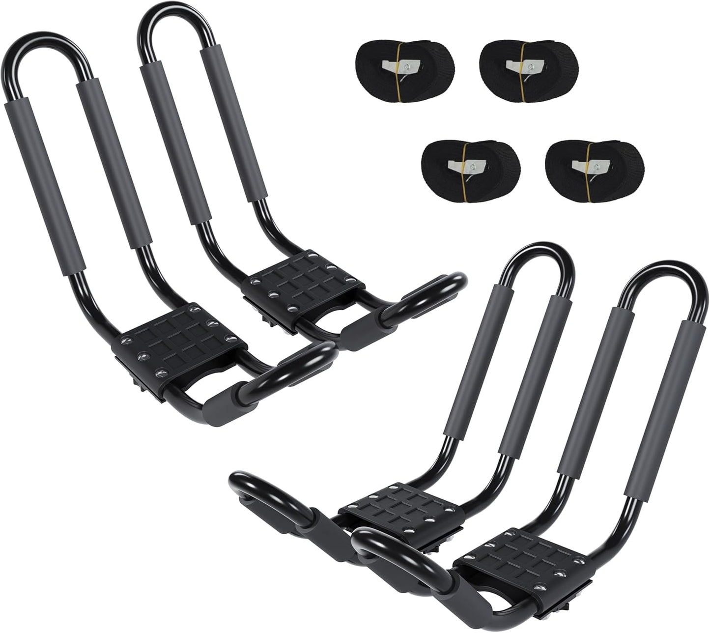 J-Bar Roof Rack Kayak Carrier Holder Boat Canoe Surf Ski Snowboard Holder Mounted on Top Crossbar SUV Truck 2 Pairs Steel