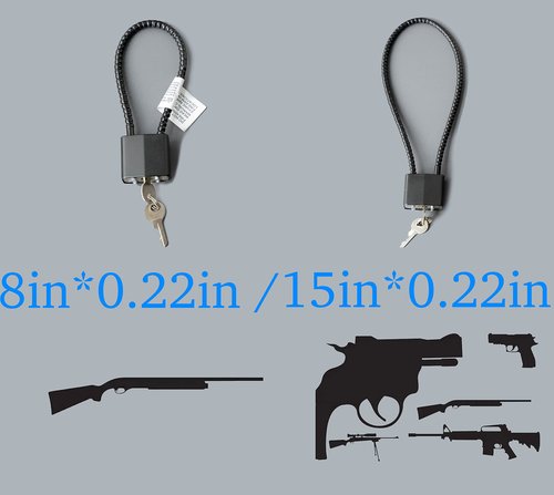 Lockforall Cable Gun Locks with Keys - Keyed Different 15" Cable Gun Safe Lock for Pistols, Rifles, and Shotguns, Home and Storage Firearm Locking and Safety, 15" * 4 Keyed Different Color