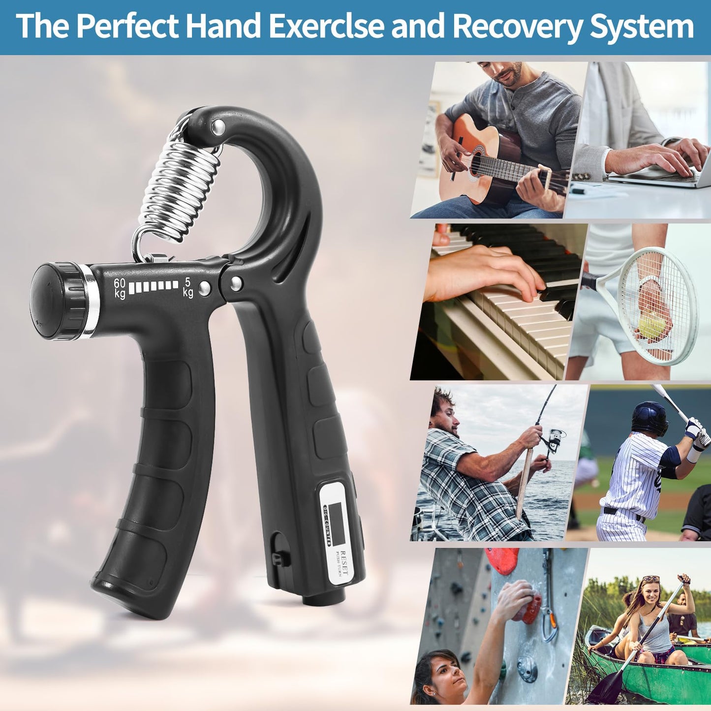 Grip Strength Trainer with 2 PCS,AOKLS Hand Grip Strengthener Adjust Resistance in 11-132Lbs for Climbers,Tennis Athletes and Any Athlete Who Needs to Strengthen the Fingers and Arms