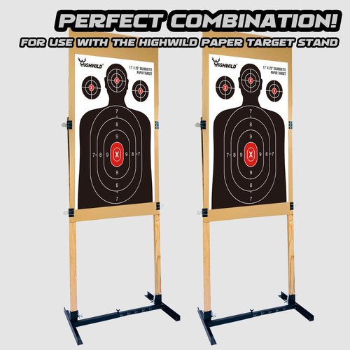 Highwild Shooting Range Silhouette Paper Target - 17X25 Inches (25 Pack, White & Black)