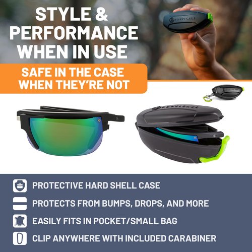 POPTICALS PopArt Foldable Polarized Sunglasses for Men & Women – Sports Eyewear - Matte Black/Grey, Green Lens