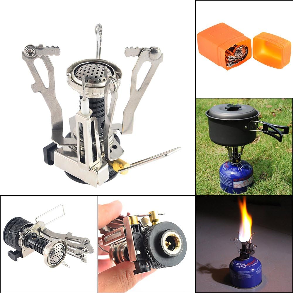 Petforu Canister Stove Set with Campfire Cookware Pots & Pans for Backpacking & Camping
