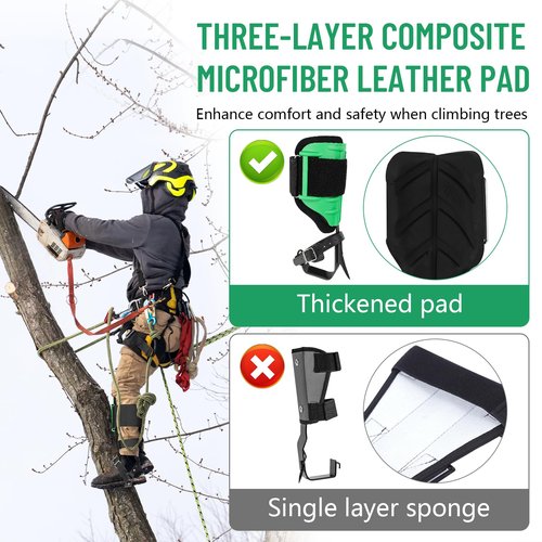 Xeoca Tree Climbing Spikes Set, Alloy Steel Climbing Spurs, 350lbs Load Capacity, Green, Classic Style, Ideal for Climbers, Fruit Picking & Lumberjack