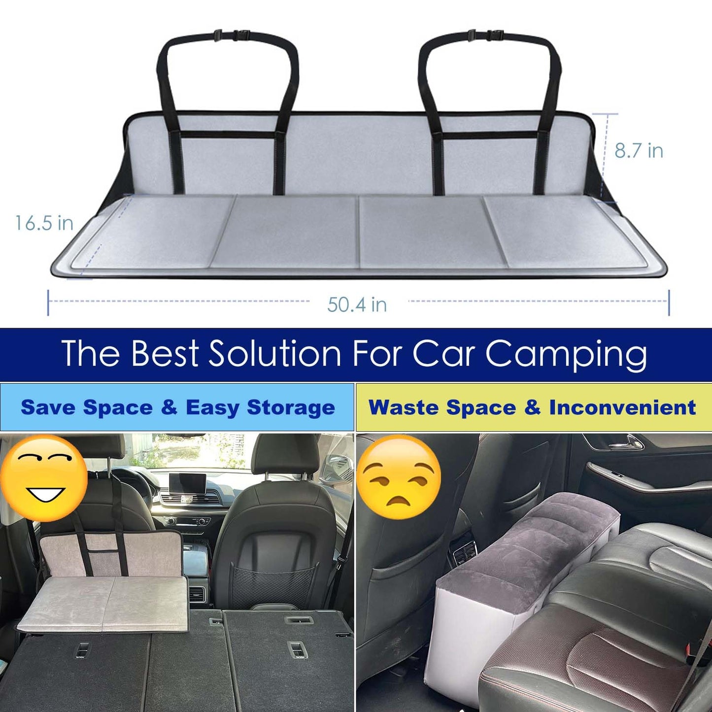 (Gray) Car Camping Essentials, Increase Trunk Space, for Car Camping & Travel, Fits Tesla Y/3,SUV with Full Flat Cargo Like RAV4,CRV,X-Trail,Outback,Highlander,Kuga,Cherokee,Equinox