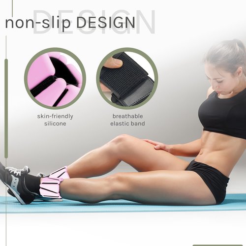 Triangle Weights Silicone Wrist& Ankle Weights- Adjustable Wearable Weights for Women & Men - Suitable for Yoga,Dance,Pilates, & Jogging, PINK