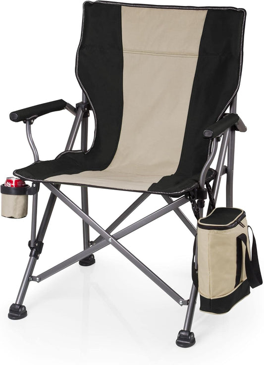 PICNIC TIME Outlander XL Camping Chair with Cooler, Heavy Duty Beach Chair, Outdoor Chair, 400 lb weight capacity, (Black)