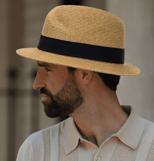 Straw Fedora-Sun-Hats for Women Men Summer Short-Brim-Trilby-Hat Packable Panama-Jazz Beach Hat(Size:M) Khaki