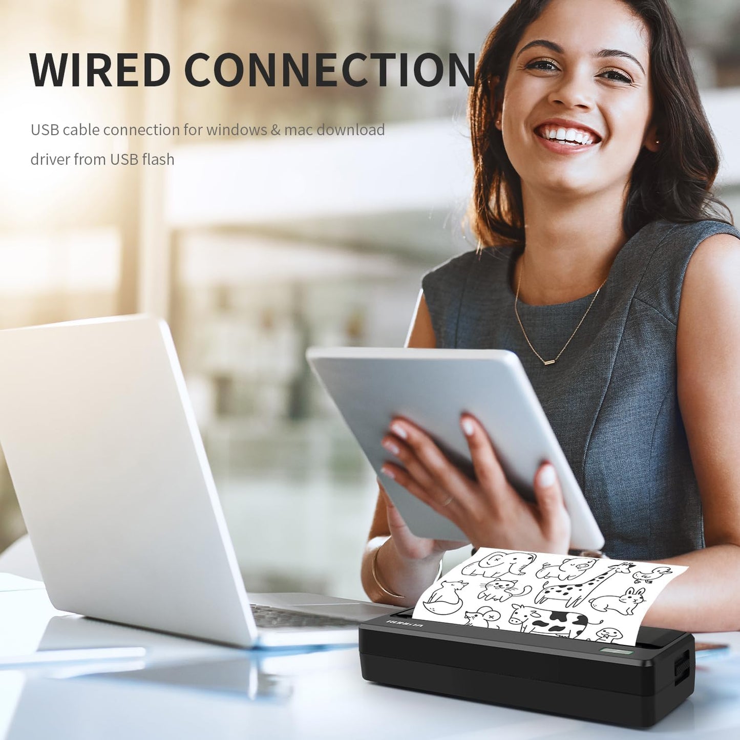 Rongta Portable Printer Wireless for Travel, 300DPI Thermal Inkless Bluetooth Mobile Printer, Support 8.5" X 11" US Letter, Compatible with Android iOS Phone & Laptops (Gray)