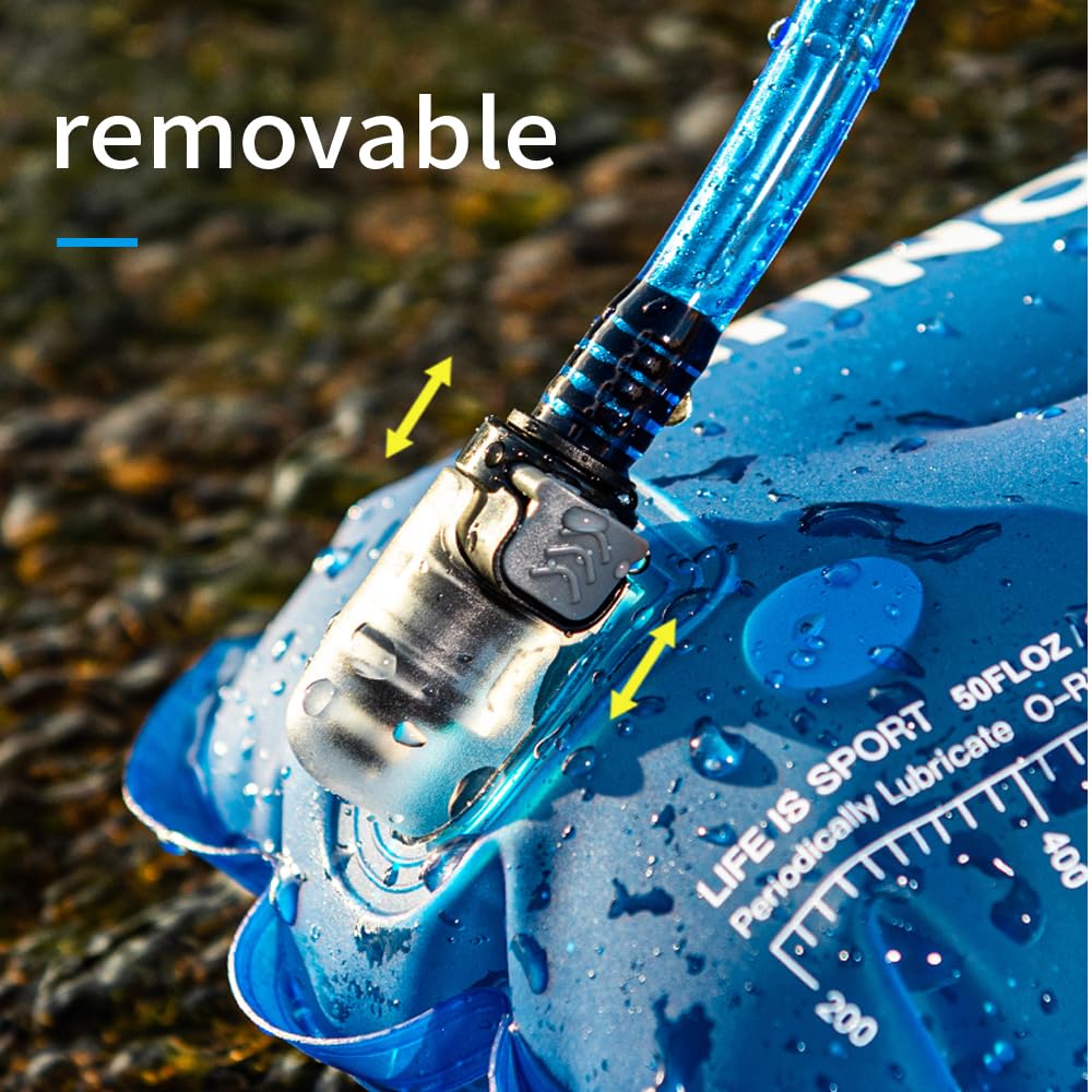 AONIJIE Foldable Hydration Bladder Water Reservoir 1.5L 2L 3L Leak Proof Easy Clean BPA Free Suitable for Bicycling Hiking Camping Hunting Running (Blue,2L)