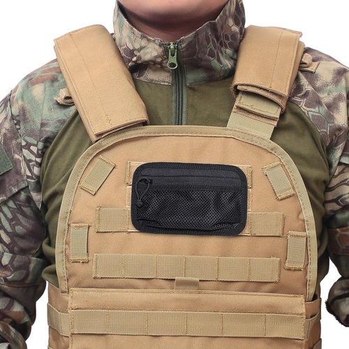 Tactical Outdoor Cellphone Admin EDC Pouch Hook Back Panel Vest Backpack Insert Modular Fasteners Mesh Pocket with YKK Zipper for Tools, Gadgets,Travel Accessary