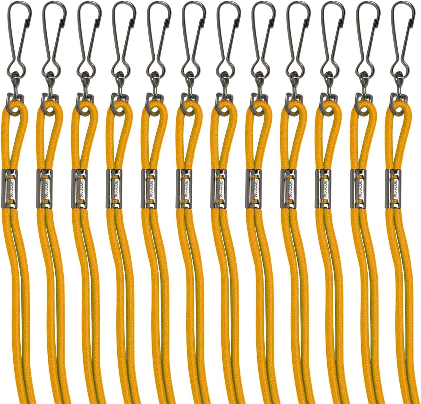 Champion Sports Nylon Lanyards with J-Hook Clip, Gold - 12 Pack (Poly Bag)