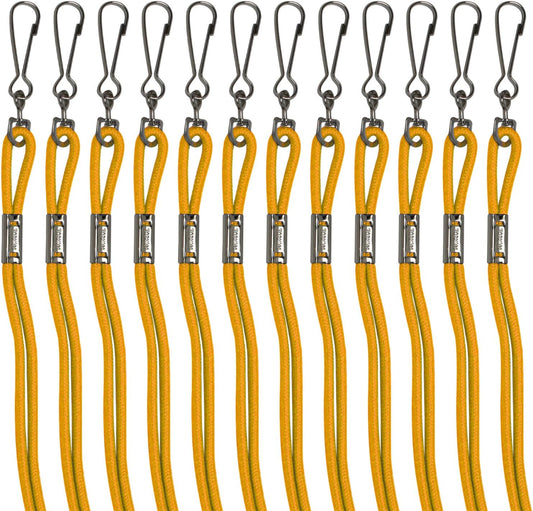Champion Sports Nylon Lanyards with J-Hook Clip, Gold - 12 Pack (Poly Bag)