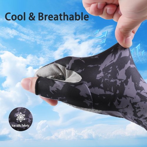 CHSMONB Fishing Gloves UPF50+ Sun Gloves, UV Protection Fingerless Gloves Men Women for Fishing, Kayaking, Rowing, Paddling, Canoeing, Hunting (GL)