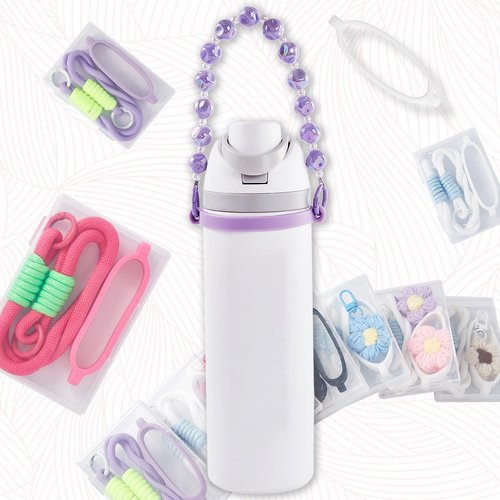 Bigwaves Bottle Silicone Handle Strap,Compatible Owala Freesip Water Bottle - Fits 16oz to 40oz, Water Bottle Carrier Grip Accessories for Running Bike, Gym Or Jogging (Purple)