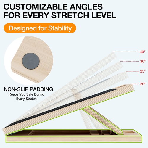 TEMI Slant Board for Calf-Stretching - Wooden Incline Wedge Stretcher for Squats, Foot & Ankle Mobility, Portable Fitness Equipment, Balance Block for Heel Stretch, Knees Over Toes Training