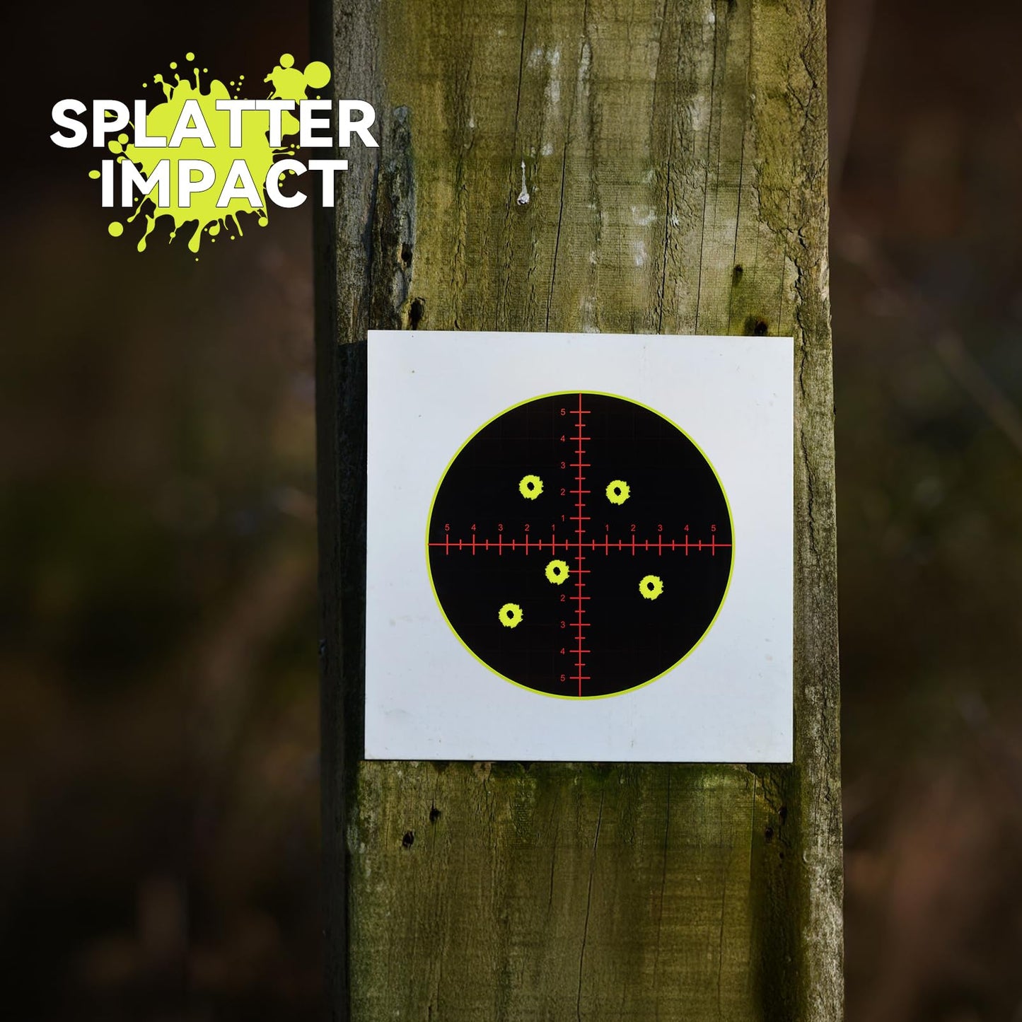 GearOZ Sight in Splatter Target 12'' Self Adhesive Recticle Shooting Targets for Shooting Range & Zeoring Scope, Instant Yellow Impact for BB Gun, Pellet Gun, Airsoft, Rifle Shooting Practice, 10PCS
