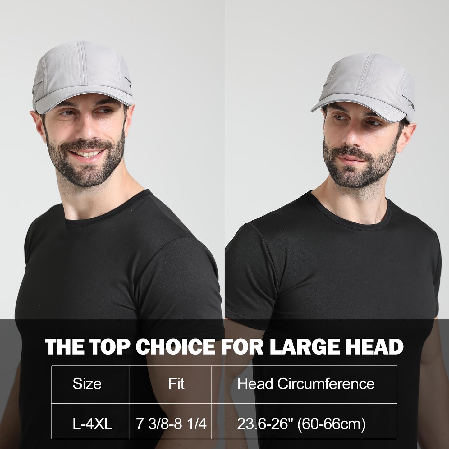 KDVOG Men's Breathable Run Hat Oversize XXL Quick Dry Sport Cap Reflective Safety Snapback Hat Adjustable Lightweight Baseball Hat Navy Blue